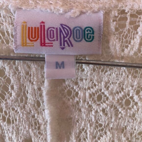 LulaRoe white lace cardigan sz M - Picture 3 of 5